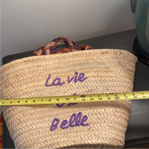 French Inspired Market Woven Bag Leather Strap Quiet Luxury - Picture 8 of 11